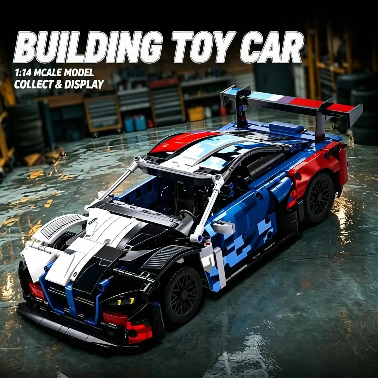 Compact Racing Brick Car - Creative Construction Toy & Collectible Gift