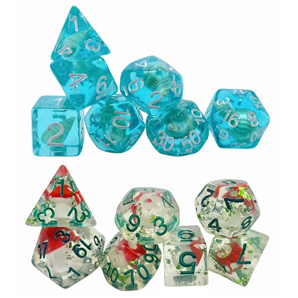 

7Pcs/set 7-Die Table Game DND Dice Party Game Mushroom Conch Polyhedral Dice Acrylic D4 D6 D8 D10 D12 D20 Game Dice TRPG DND