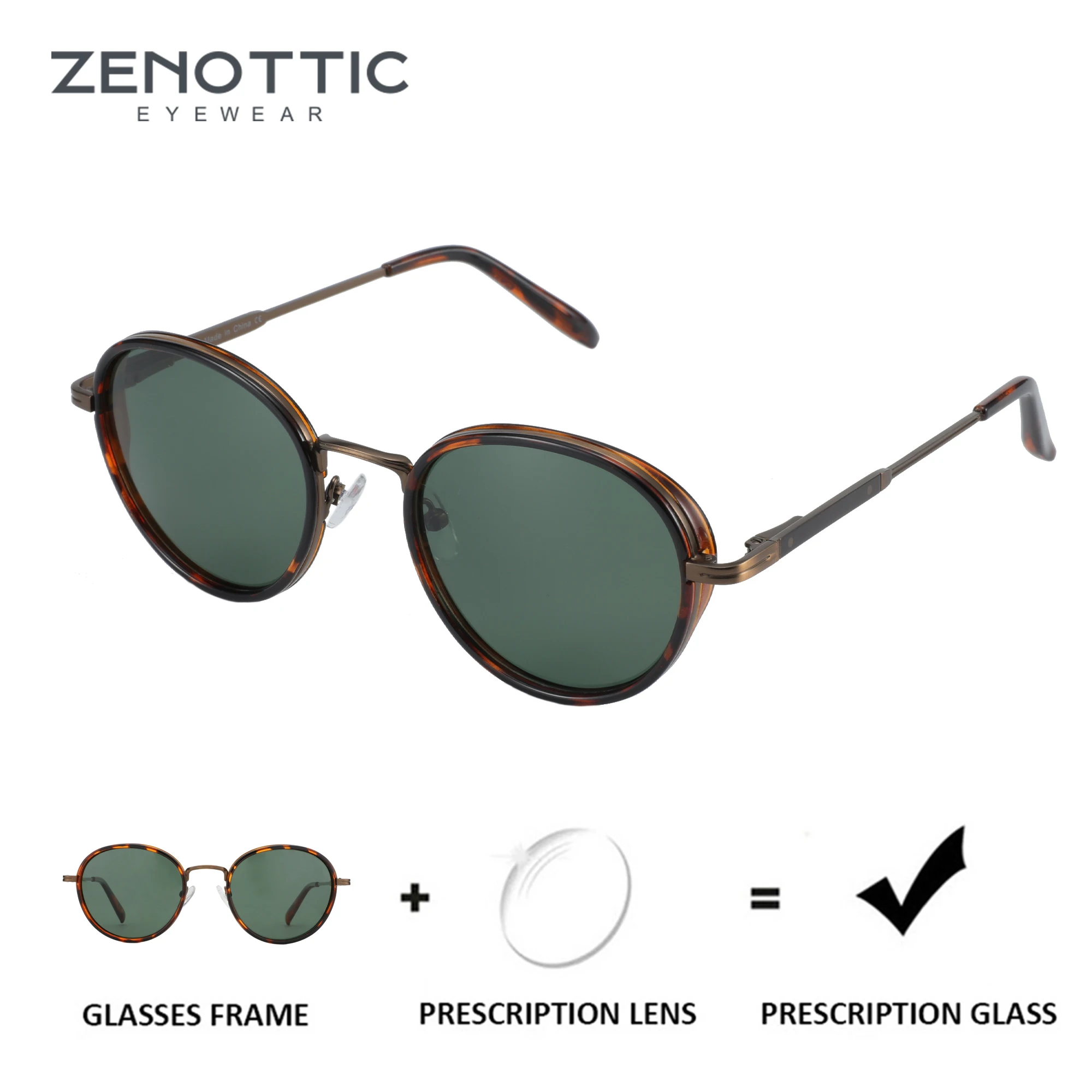 ZENOTTIC Steampunk Prescription Sunlasses for Unsiex Vintage Myopia/Hyperopia/Progressive Shade Round Optical Sun Glasses fashion sunglasses myopia eyeglasses