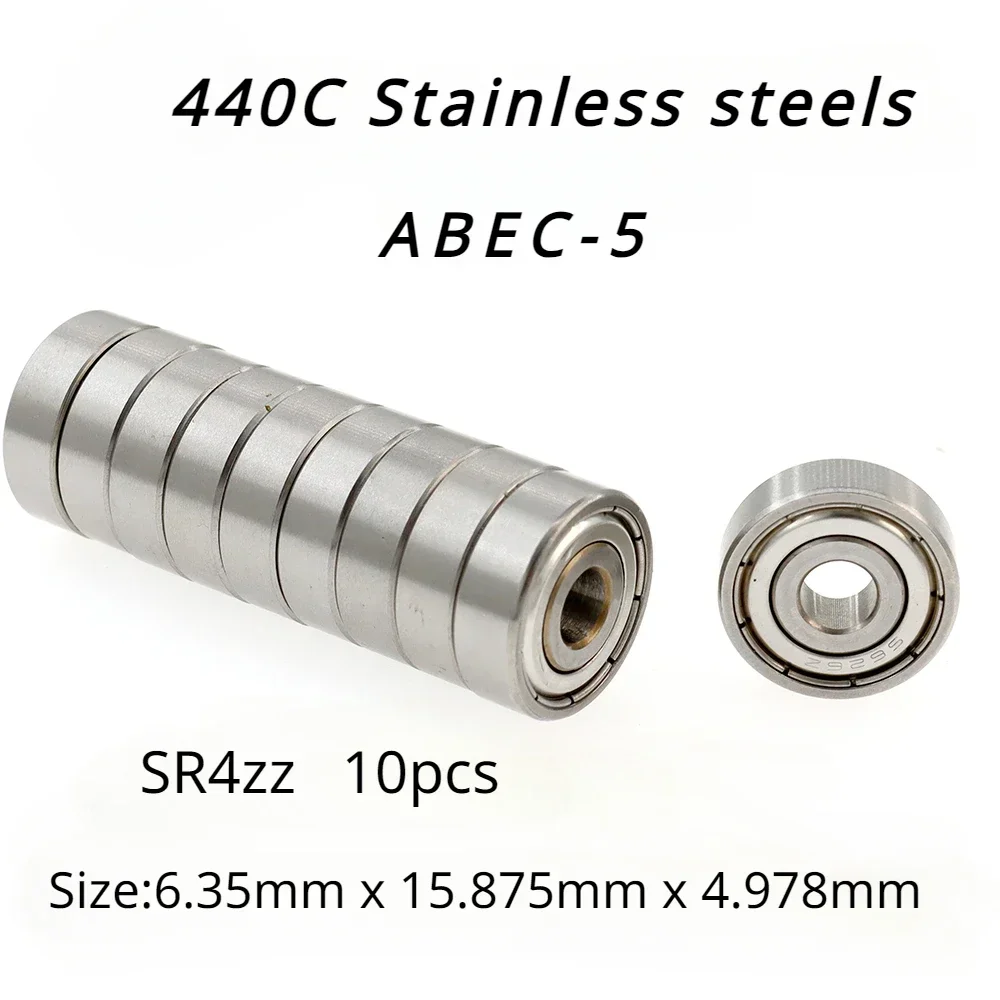 

Veekaft High Performance 440C Stainless Steel ABEC-5 Deep Groove Ball Bearings - SR4zz 6.35mmx15.875mmx4.978mm of 10pcs