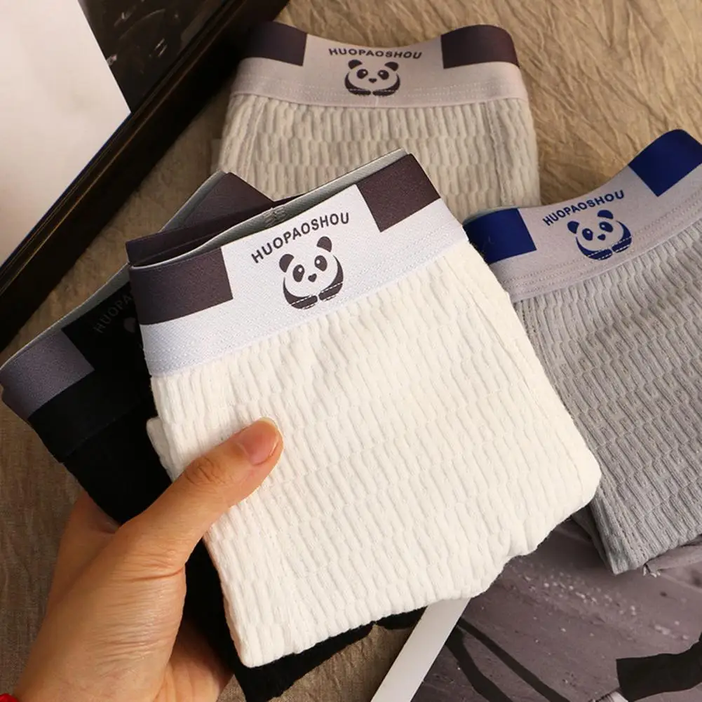 

Мужское нижнее белье, хлопковые трусы, мужские трусы, дышащие шорты с рисунком панды, плиссированные 3D U-выпуклые боксеры, шорты большого размера