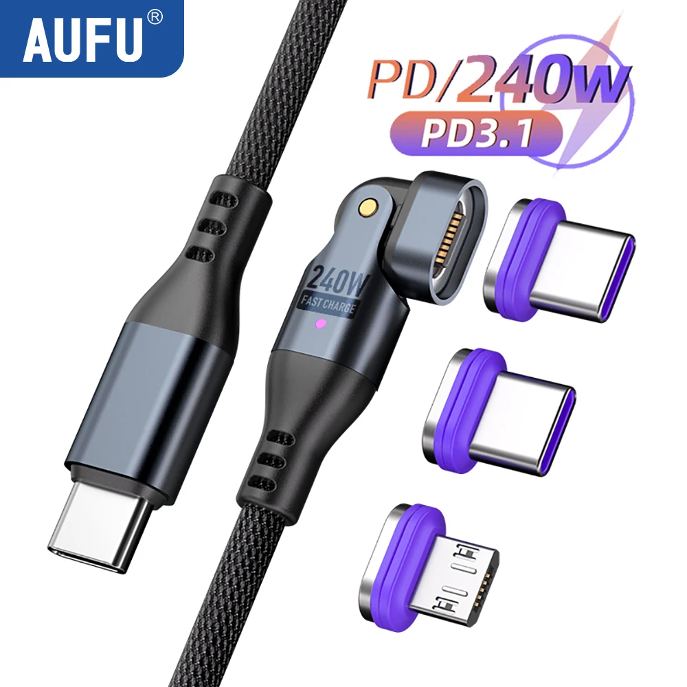 สายชาร์จแม่เหล็ก USB-C 240W ชาร์จเร็วสำหรับ iPhone และ MacBook