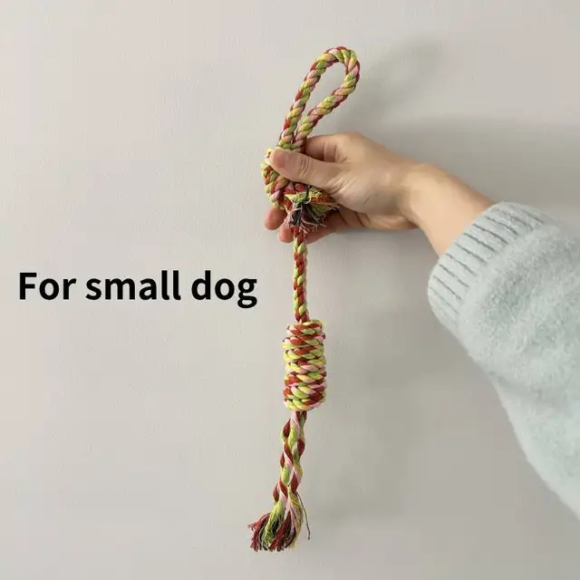 1pc Dog Cotton Rope Chew Toy Durable Braided Teeth Cleaning Toys for Small Medium Dog Outdoor Interactive Training Pet Supplies