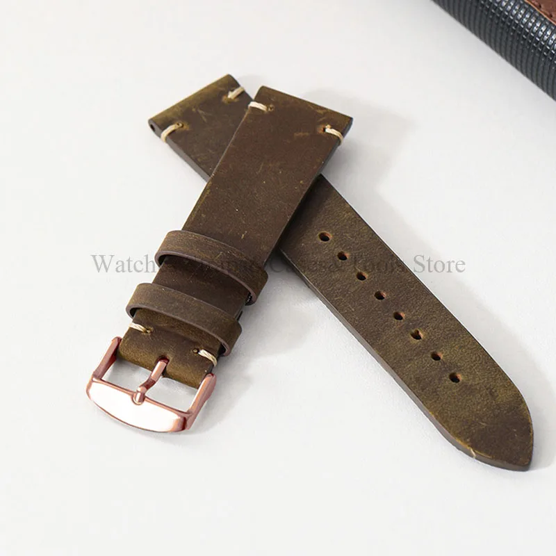 Vintage Crazy Horse Leather Watchband - Universal Fit