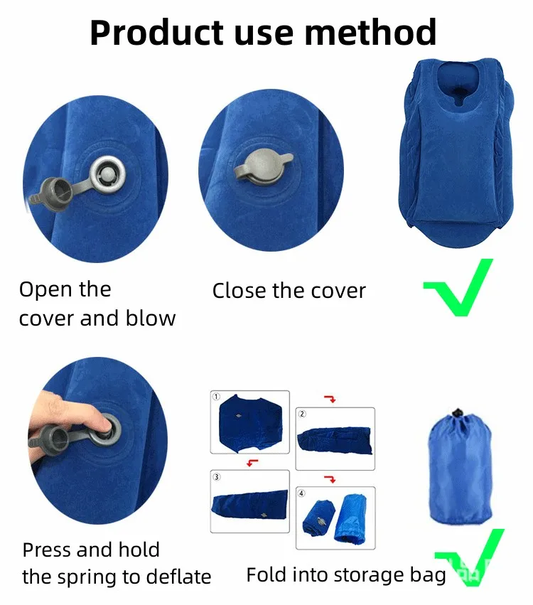 Inflatable Pillow Travel Headrest Neck Support