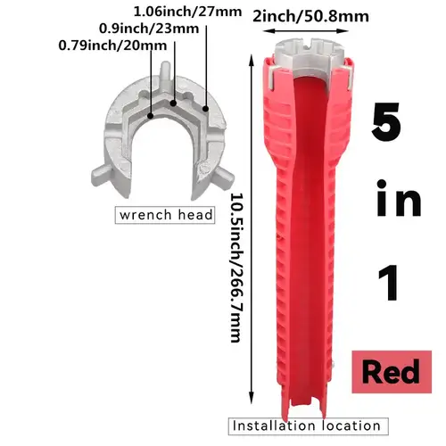 8 In 1 Flume Wrench Anti-slip Kitchen Sink Repair Tools Bathroom Faucet Assembly Key Plumbing Installation Wrench - Image 9