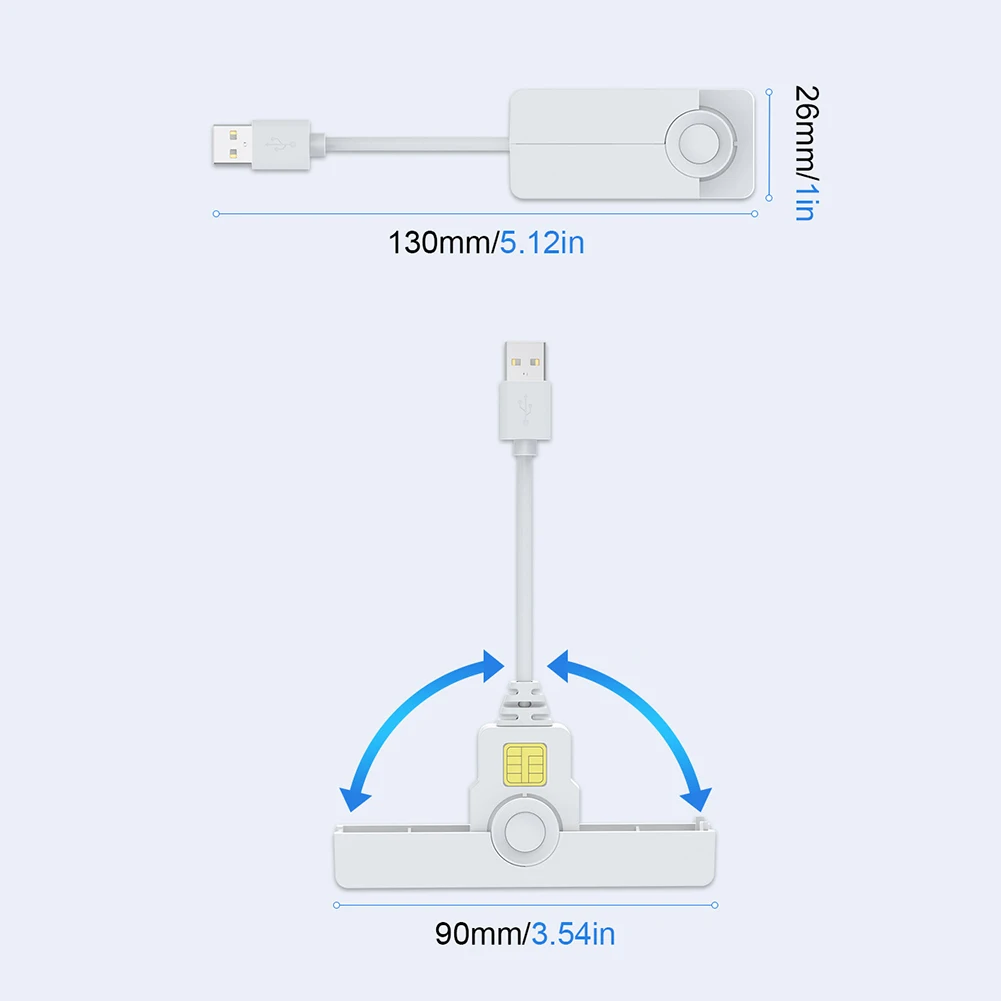 USB2.0/Type-C 은행 카드 리더기 접이식 일반 액세스 카드 리더기 CAC 리더기 Windows/OS/안드로이드와 호환 가능