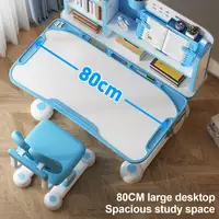 2Pcs/Set Kids Study Desk Chair Set Height Adjustable Children School Study Table Chair Set Ergonomic Desk Chair with Book Stand 4