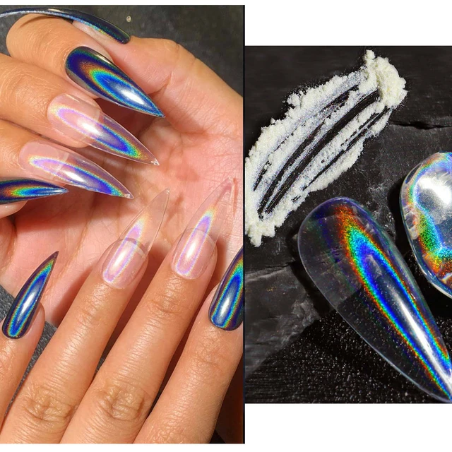 Mermaid Chrome Nail Powder,Neon Iridescent Pearl Mermaid Chrome Nail Powder,  Magic Holographic Dust,DIY Glitter Rainbow Nail Pigment Manicure Pigment