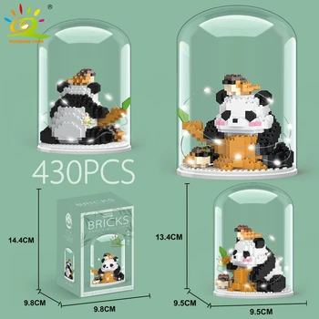 HUIQIBAO Mini Cute Panda Micro Building Blocks 3D Diamond Model Animals Bricks DIY City Construction Toys for Children Kids Gift