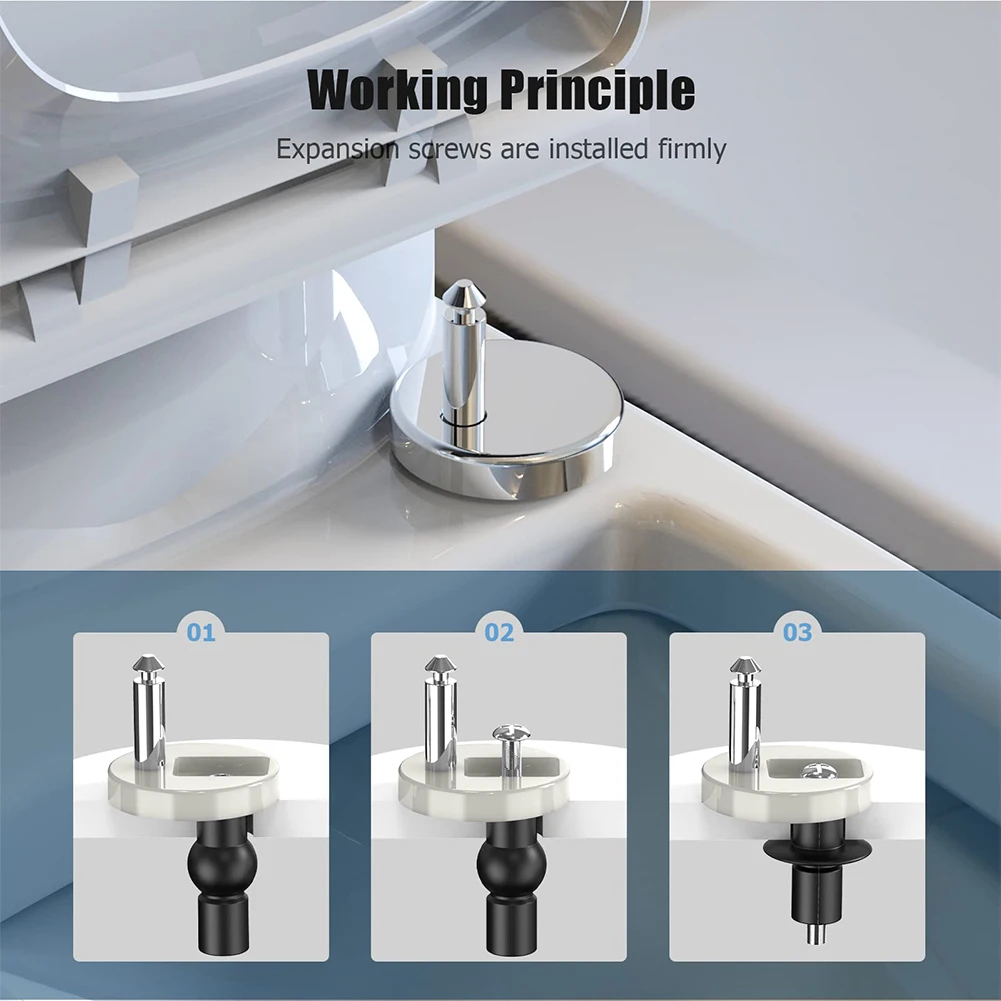 Toilet Seat Hinge Fixings Nuts Screws Quick Release Hinges Fitting Rubber Back To Wall for Toilet Seat Hinge Replacement