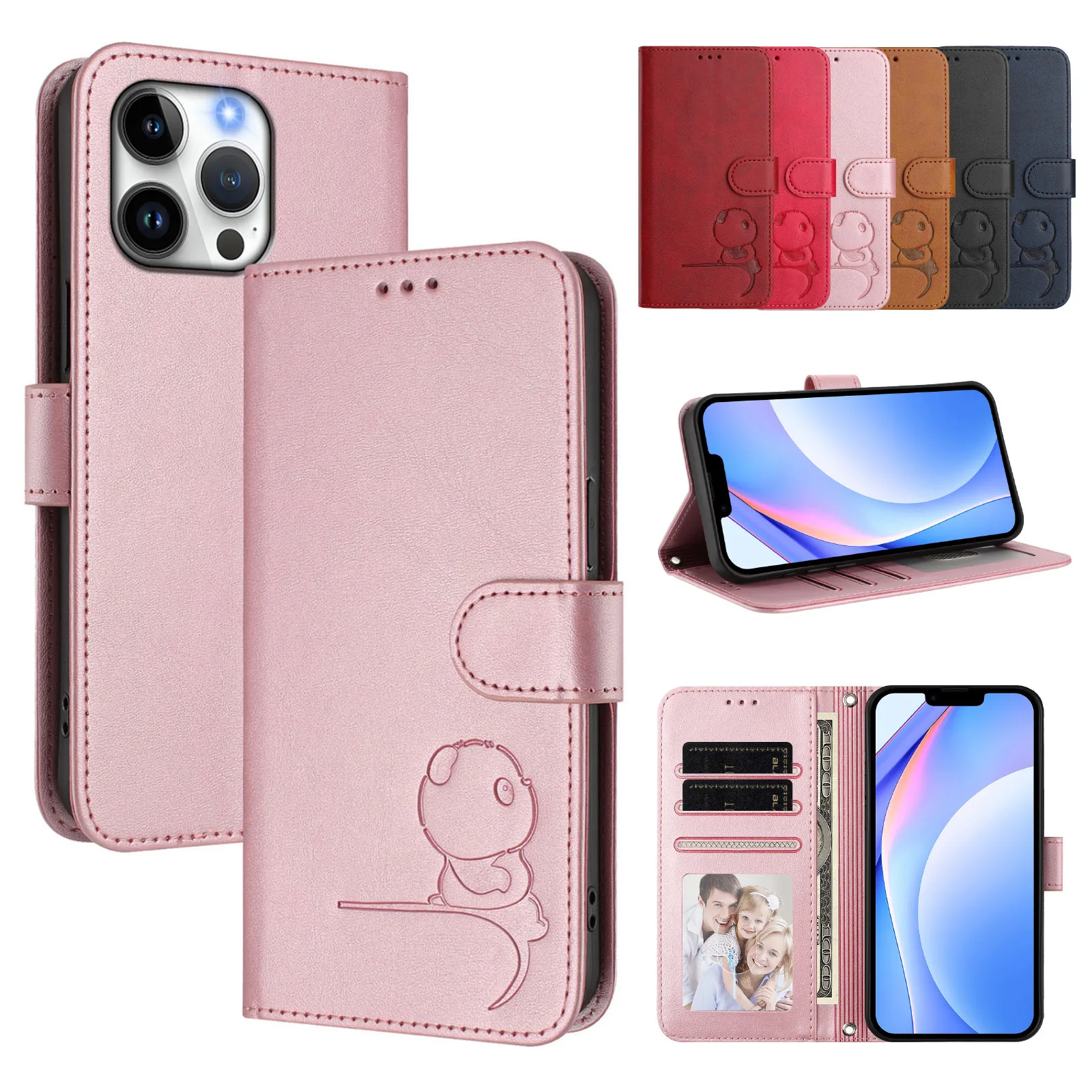 Adorable Panda Flip Case with RFID Leather Wallet and Card Slots