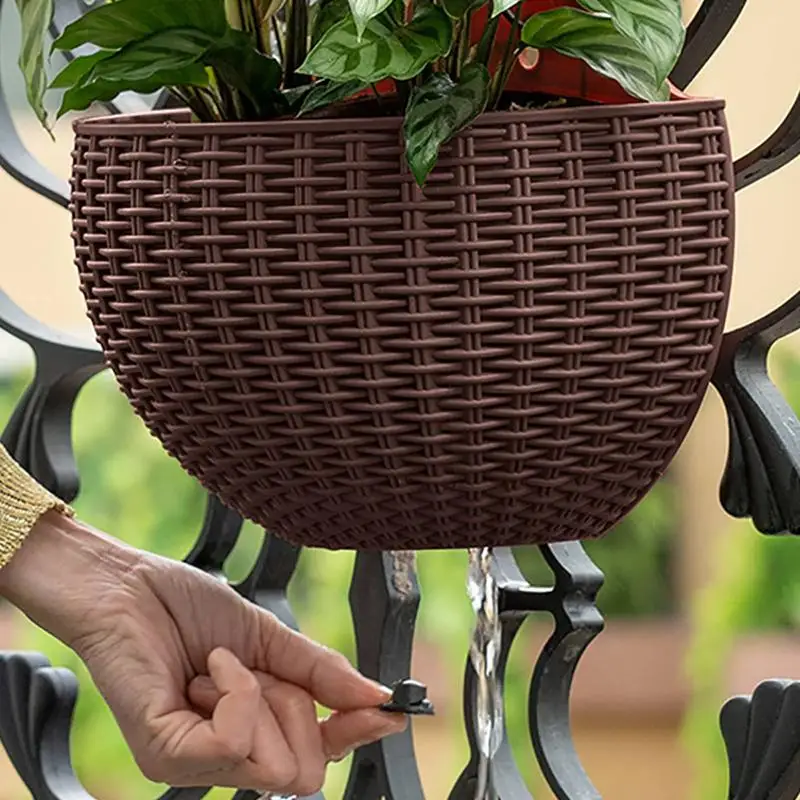 Wall-mounted Flower Pot Semi-circular No-punching Flower Basket Garden Planter Bucket Hanging Basket Flowerpot for Home Decor
