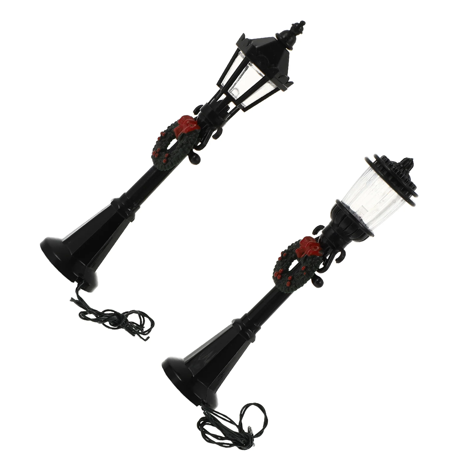 

2 Pcs Street Lamp Model Ornaments Railway Train Decoration House Accessories Headlights Diorama