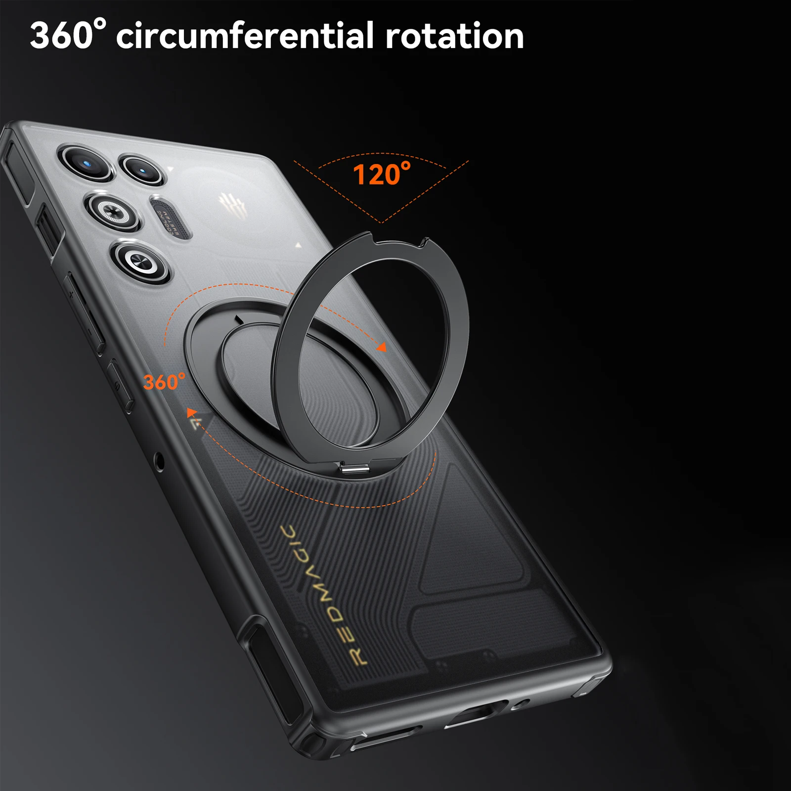 Rotating Magnetic Metal Stand Phone Case - Translucent Frosted Shockproof Cover