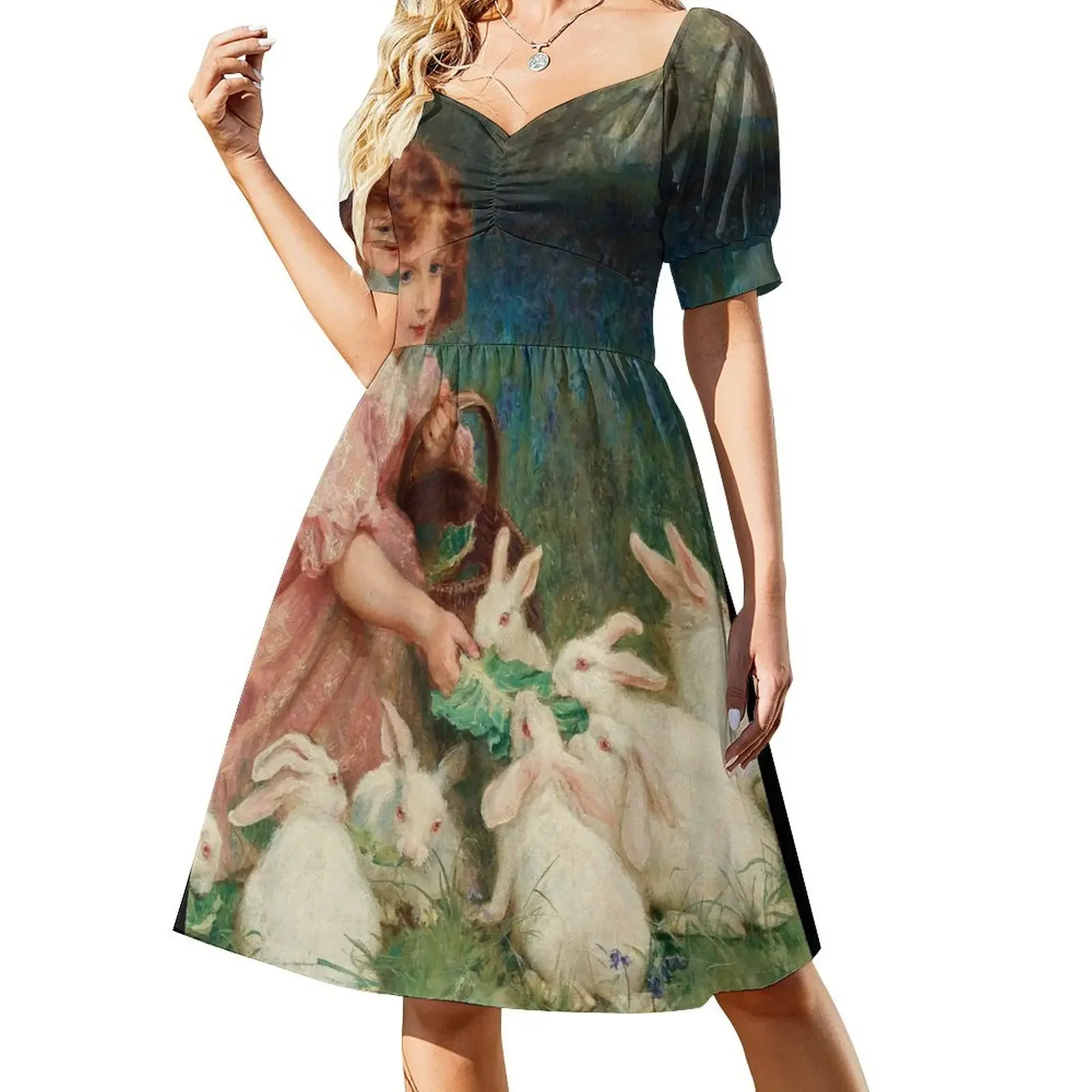 thumbnail image 1 of Alimentando a los conejos - Vestido sin mangas de Erick Morgan Vestidos elegantes para mujer Vestido de mujer Ropa de mujer Vestido, 1 of 7