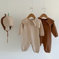 Autumn Baby Rompers Caps Clothes Sets Newborn Girl Boy Knitted Jumpsuits Outfits Winter Long Sleeve Toddler Infant Overalls 2Pcs