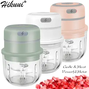 Topboutique Electric Mini Garlic Chopper,Electric Food Processor with USB Charging,Portable Garlic Mincer Vegetable Onion Meat Chopper with Brush