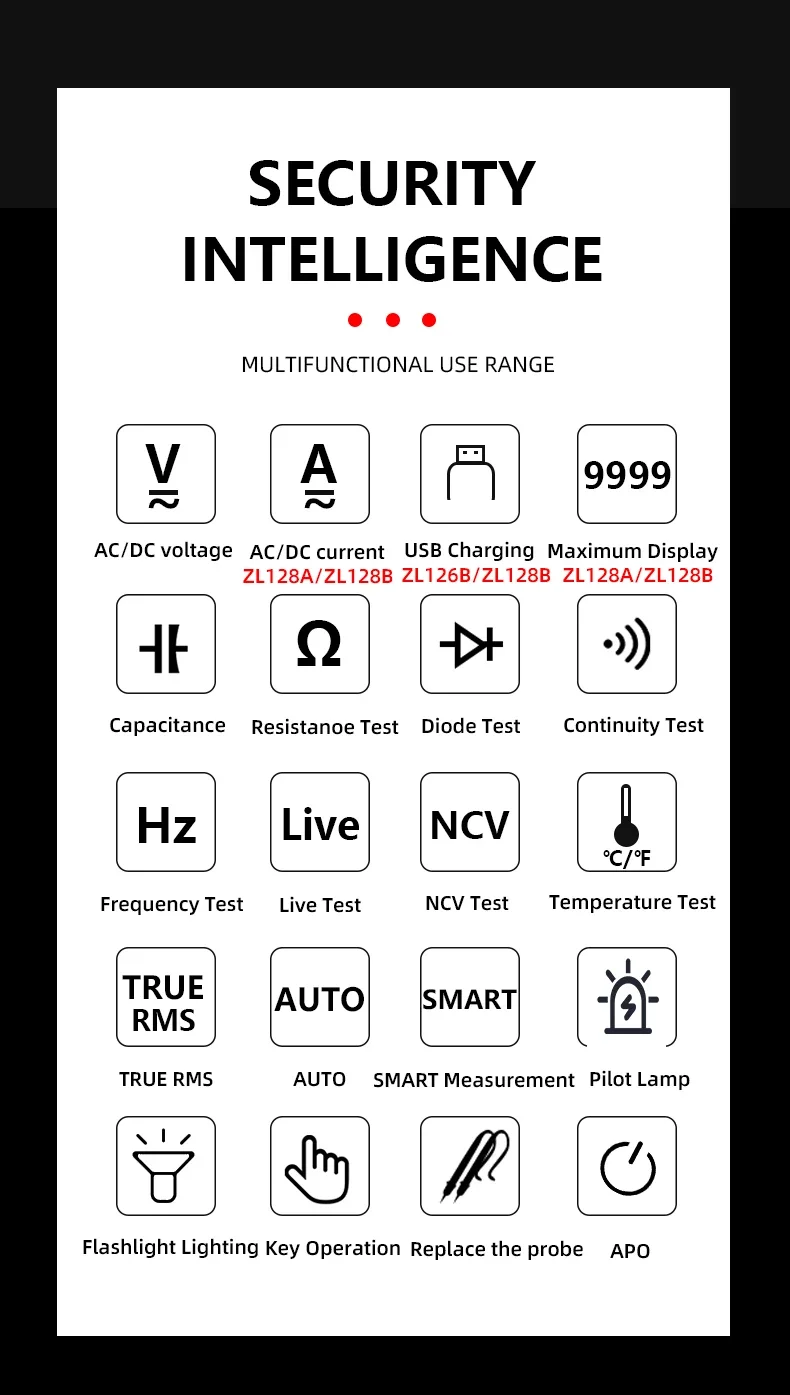 USB Charge Multimetro Digital Profesional AC DC Current Voltage Detector Pen Tru