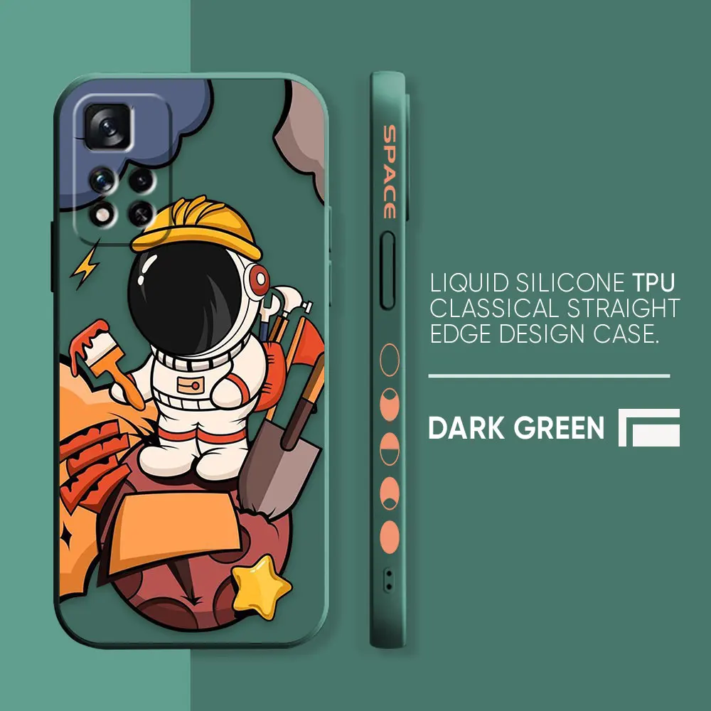 thumbnail image 1 of Case For Redmi Note 12 11 11T 11R 11E 10 9 8 7 7S PRO PLUS 4G 5G Simple Liquid silicone Case Cartoon Space Astronaut, 1 of 5