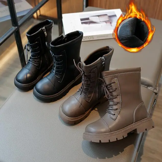 

Kids Snow Boots 2023 Winter Girls Fashion Brand Leather Boots Children Boys Classic Casual Snow Shoes Kids Sport Shoes Sneakers