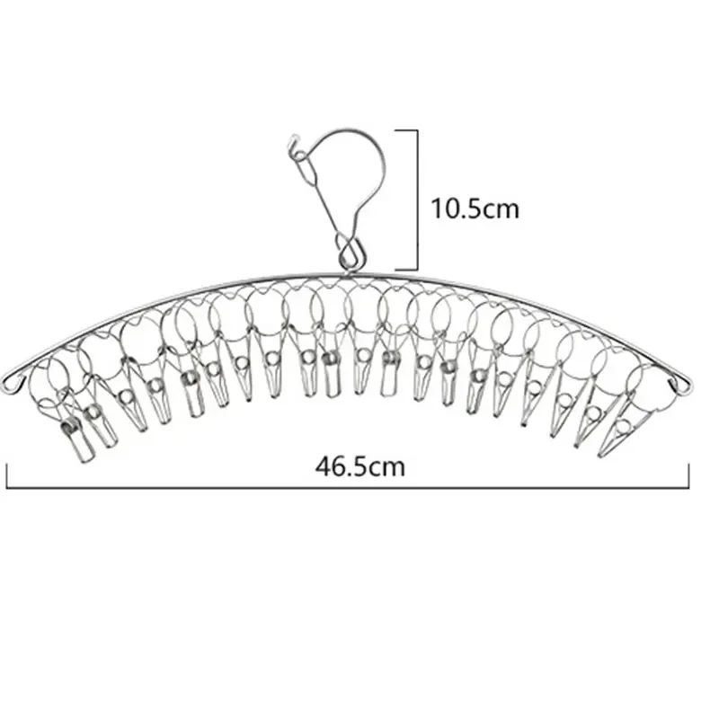 Stainless Steel Clothes Drying Hanger Windproof Clothing Rack Clips Sock Laundry Airer Hanger Underwear Socks Holder 20 Clips 6