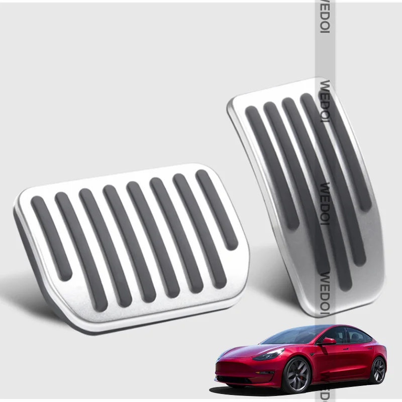 

2PCS/SET Aluminum alloy Foot Pedal For Tesla Model 3 Y Accelerator Gas Fuel Brake Pedal Rest Pedal Pads Mats Cover Accessories
