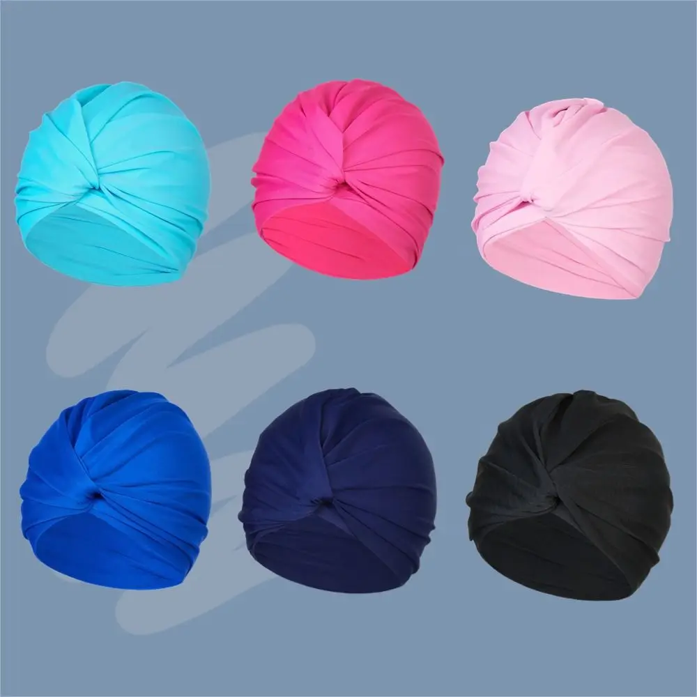 

High Elastic Swimming Hat Bathing Caps Stretchy Free Size Swimming Caps Turban Fabric Women Swimm Hat Water Sports