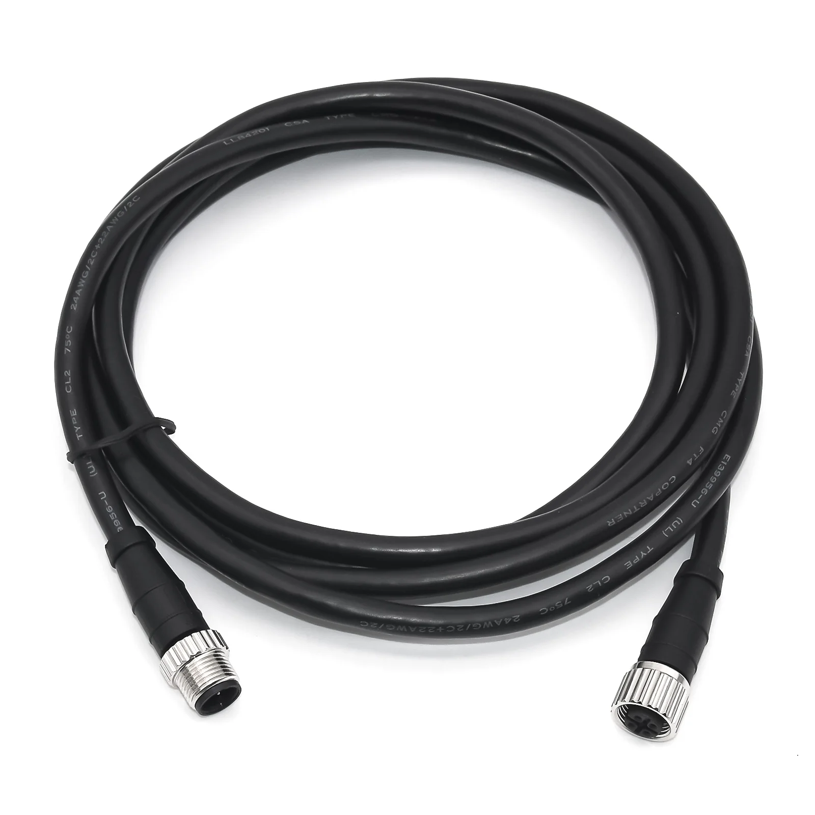 Durable Metal-Cased NMEA2000 Extension Cable with Dual Straight Connectors (0.5-4m)