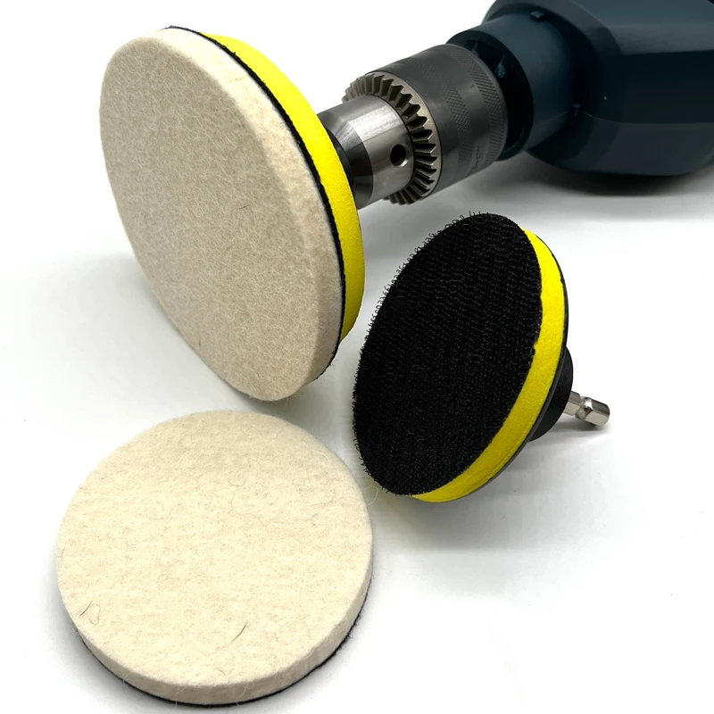 4PCS/Set Wool Felt Polishing Pad Polish Wheel Backing Pad Drill Adapter