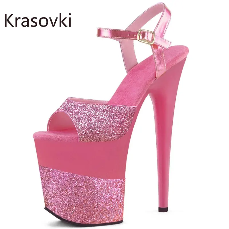 

Krasovki 20Cm PU Patent Leather Summer Women Roman Gothic Women Pole Dancing Gladiator Sexy Sandle Plus Size Bling Wedge Shoes