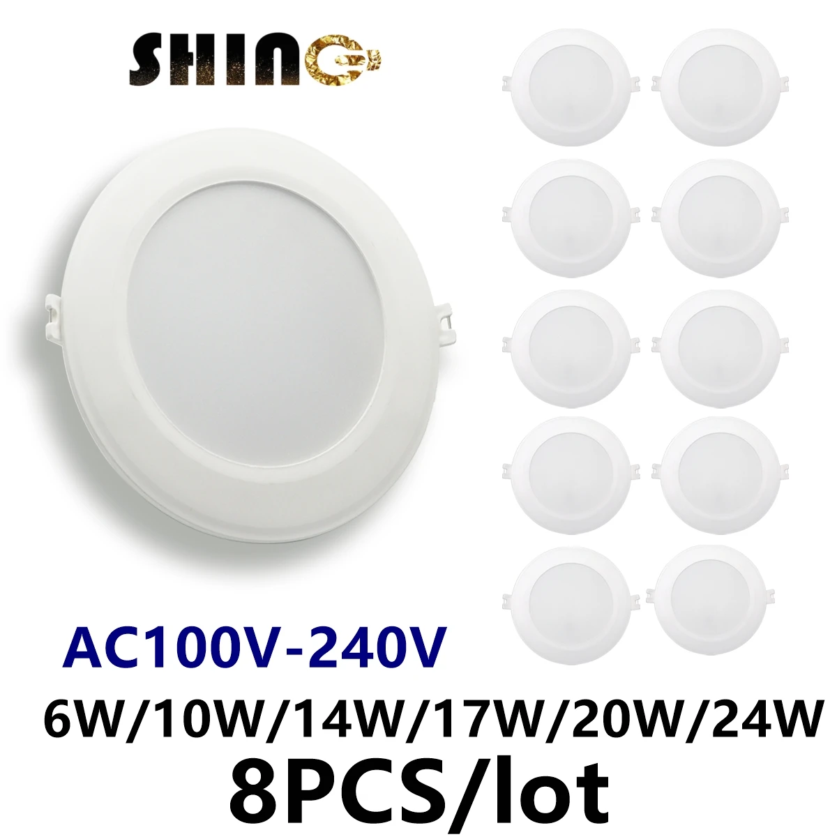 8PCS LED dark down light sky lamp AC100V-240V 6W-24W super bright warm white light suitable for kitchen study
