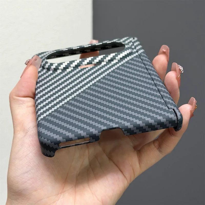 Magnetic Dual Hinge Carbon Fiber Stripe Protective Case Cover