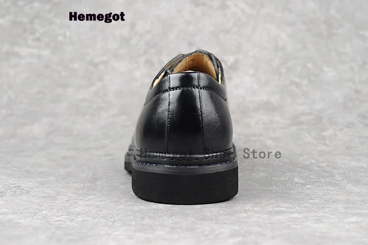 Men's Black Leather Dress Shoes British Style Business Lace Up Handmade Casual Plus-Size
