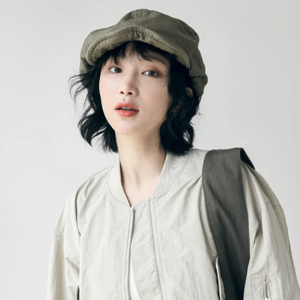 Retro Plus Size Newsboy Caps Cotton Dome Painters Hats Literary Cap