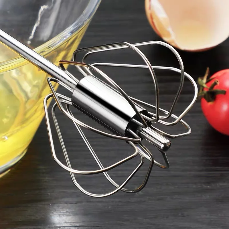 Miirene Stainless Steel Whisk Hand Push Rotary Whisk Semi-automatic Mixer  Stirrer 