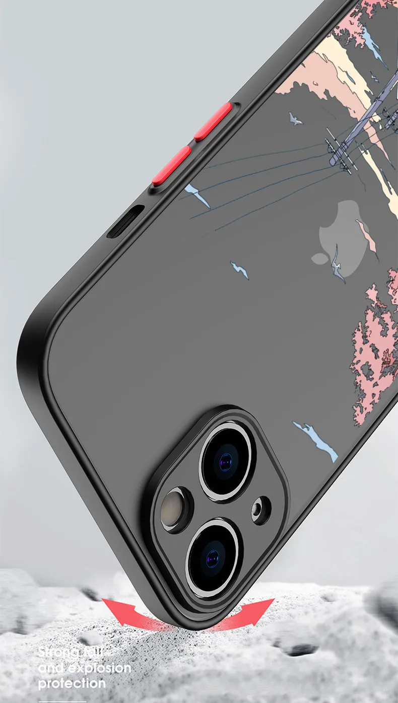 iphone 13 pro max clear case Anime PC Matte Case For iPhone 11 13 Pro Max Funda 8 Plus SE X XR XS Luxury Silicone Frame Bumper Cover For iPhone 12 11 7 Coque 13 pro max cases