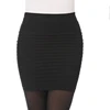 Summer New Fashionable Half Length Skirt With Thin Stripes One Step Wrinkle Skirt Elastic Large Size Women Bag Hip Short Skirt 1