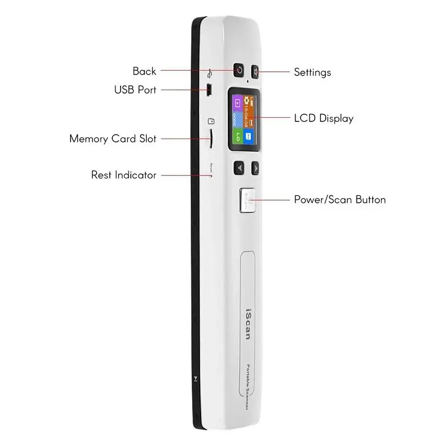 Document Scanner WIFI Scanner IScan A4 HD Color LCD Screen With SD Card 16G 32G 1050 DPI CIS Scanning Document Photo Image Storage Format JPG/PDF