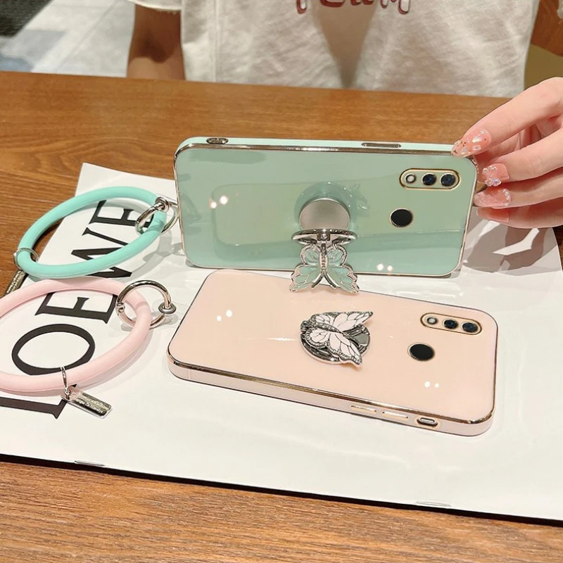 Elegant 3D Butterfly Ring Phone Holder Plating Case - Silicone Cover