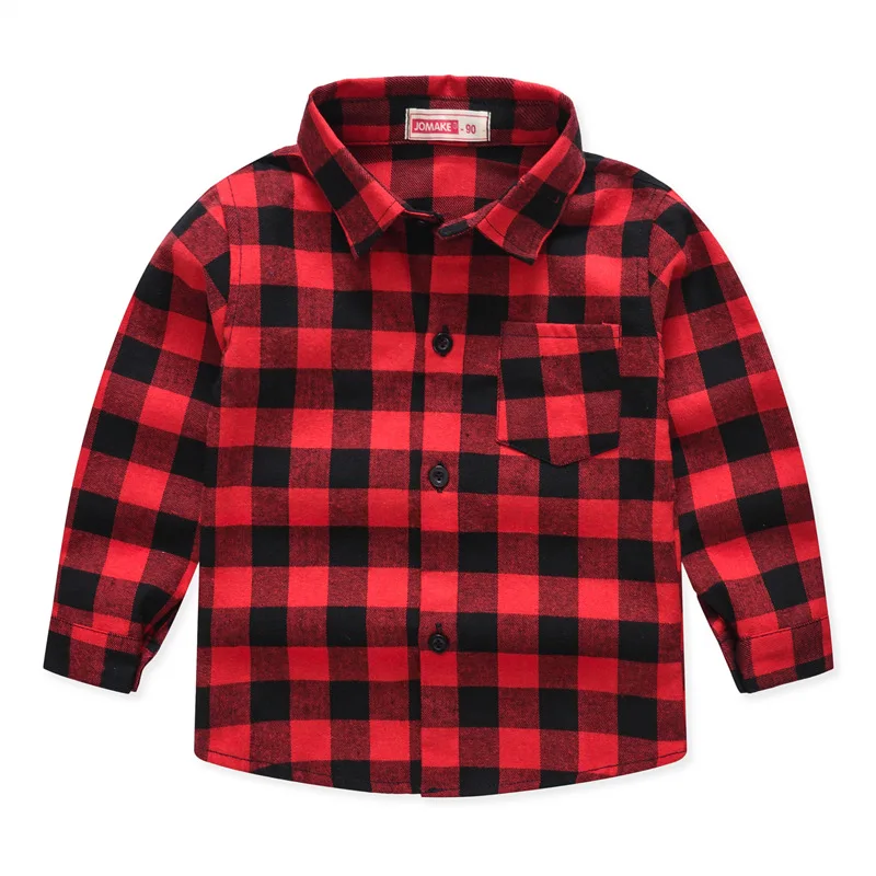 Boys Shirts Classic Casual Plaid Child Shirts Kids School Blouse Red Tops Clothes Kids Children Plaid 2-8 Years Boy Wear