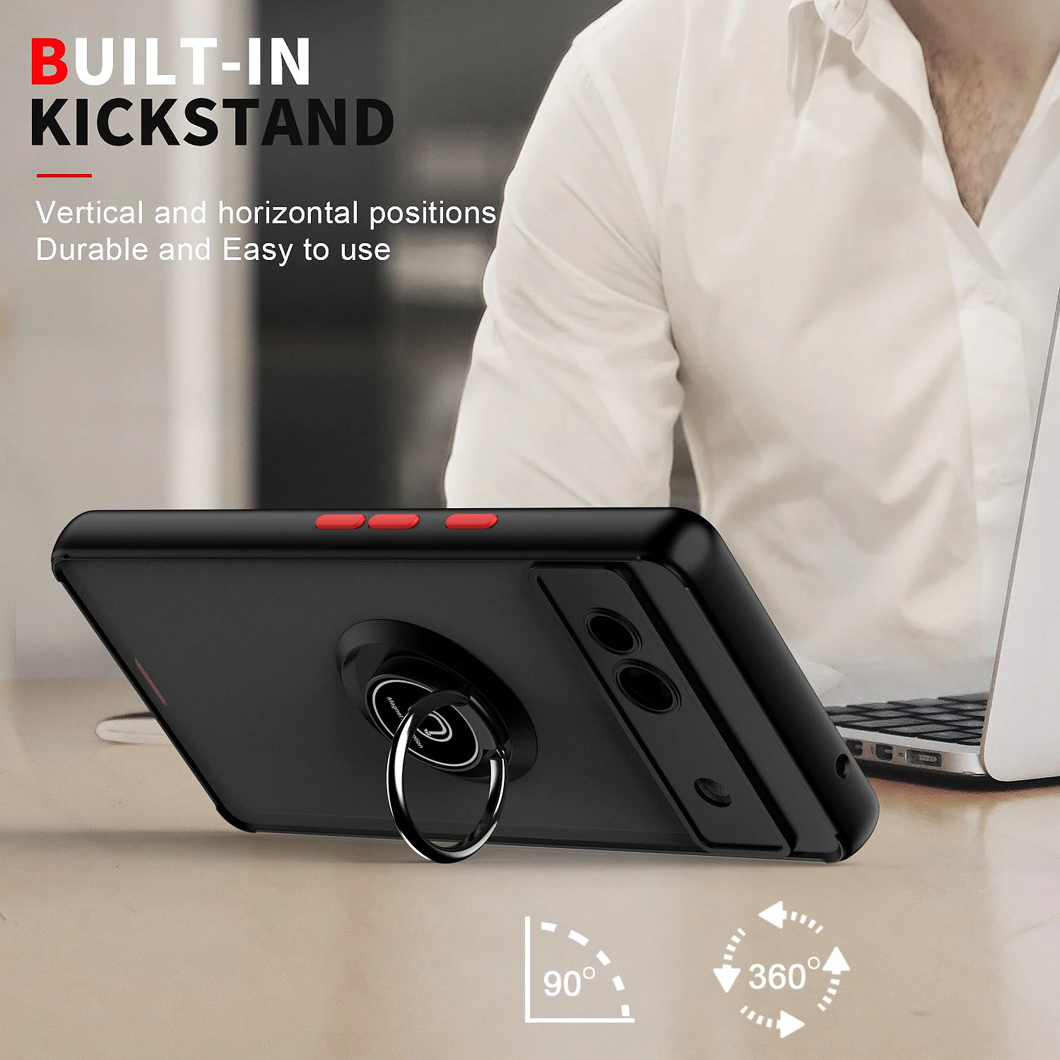 Shockproof Armor Matte Case with Magnetic Ring Stand Holder