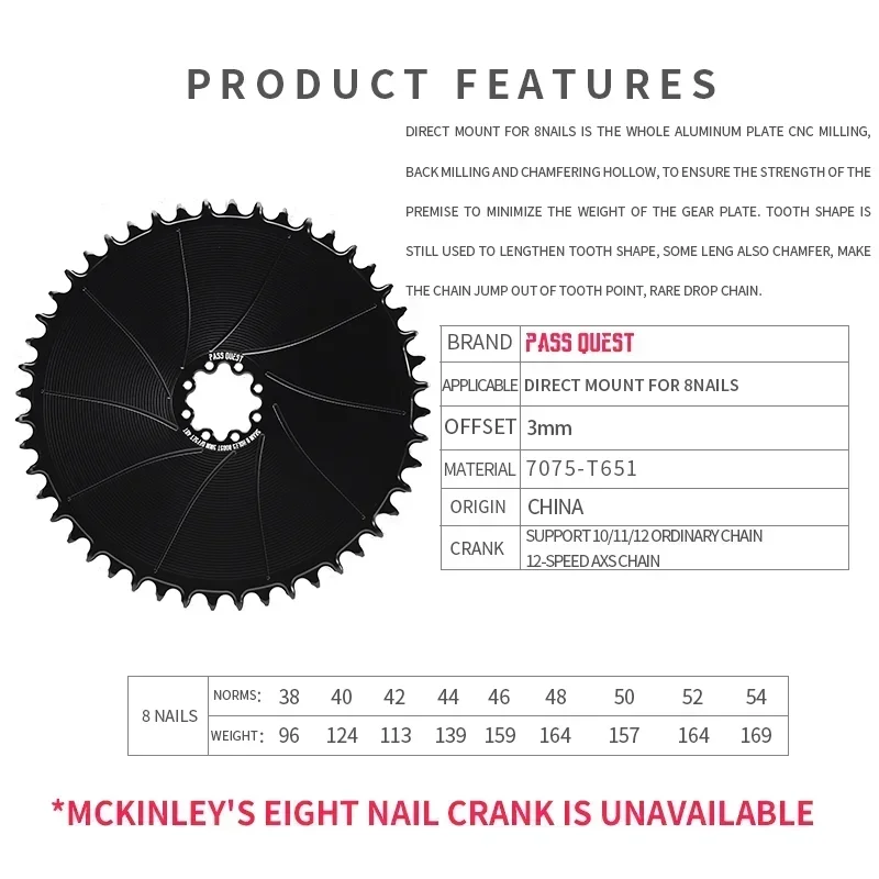 3mm Offset 8 bolt Chainring Narrow Wide Teeth Bicycle plato For SRAM FORCE ETAP AXS 12s RED Mtb Road Bike Direct Mount Crank