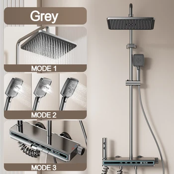 Set doccia con rubinetto da bagno Set doccia con display digitale della temperatura a 4 modalità funzione con rubinetti doccia miscelatori caldi e freddi per vasca leggera 1
