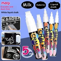 5pcs/set White Chalk Markers -Liquid Chalkboard Markers, White Liquid Chalk Marker for Windows, Glass - 1, 3, 6, 10, 15mm Tips 1