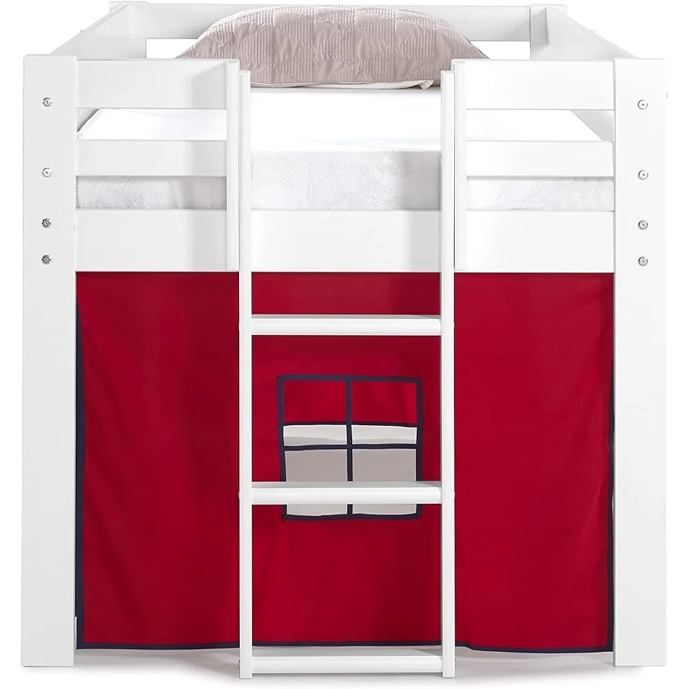 Jasper Twin Junior Loft Bed with Playhouse Tent Storage Features Durable Polyester Frame Ideal Kids Bedroom Space Saving 6
