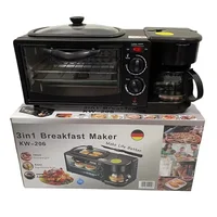 US 110V EU/UK 220V New 3 In 1 Breakfast Makers Set Multifunctional Machine With Toaster Oven Coffee Maker Frying Pan With lid 1