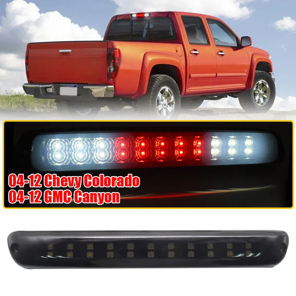 

For 04-12 Chevy Colorado GMC Canyon Chromed Red Black Clear housing / Shell / Len LED THIRD 3RD TAIL BRAKE LIGHT LAMP BAR