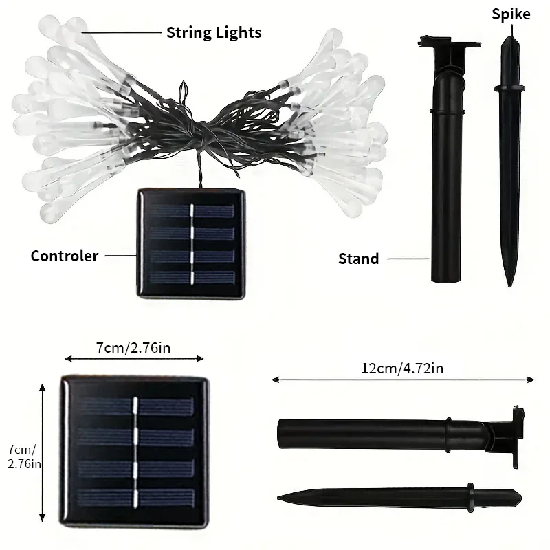 5-12m Water Droplets Solar String Lights Waterproof Outdoor Decoration Garland Fariy Lights Christmas Wedding Party Garden 6