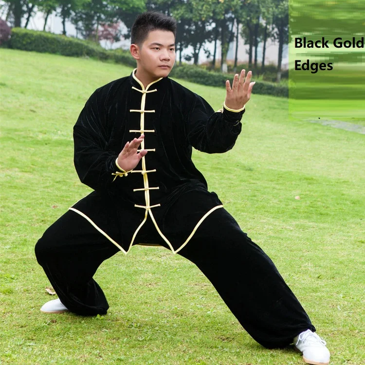 

Men Women Tai Chi Costume Velvet Practice Long Sleeved Kung Fu Suit Martial Arts Shirt Pants Set
